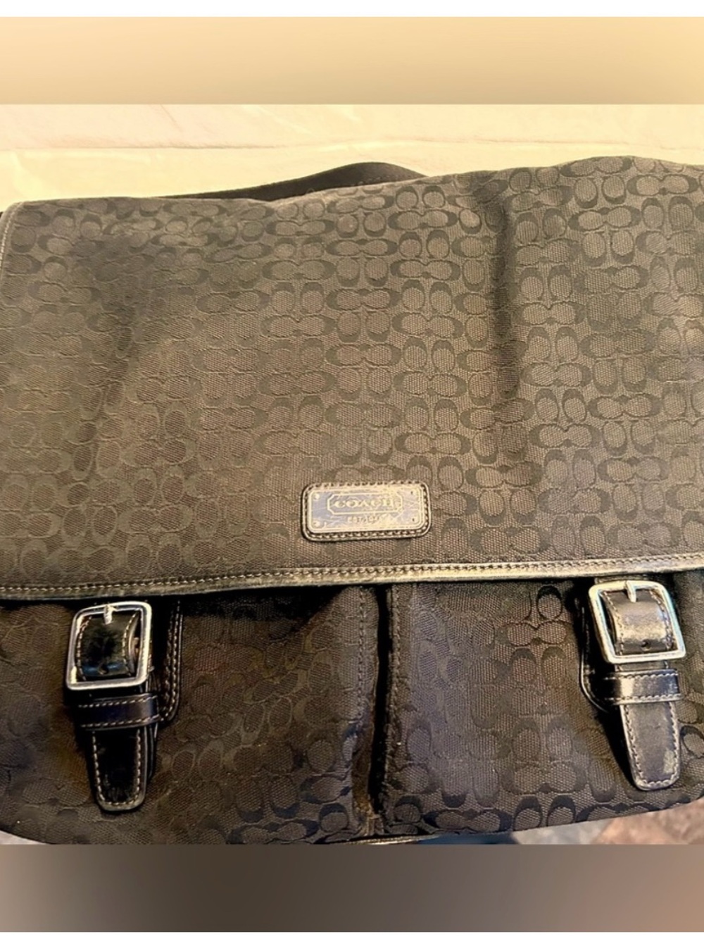 Coach Black Signature Canvas Messenger Satchel